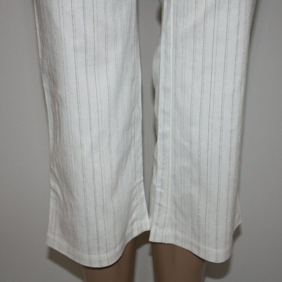 New Tower Women's Low-Rise Capri Pants in White with Metallic Stripes size Large - Picture 5 of 7